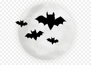Halloween Clip art - Large Transparent Moon with Bats Halloween Clipart 