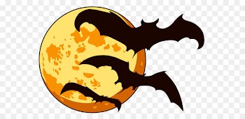 Halloween Clip art - Orange Halloween Moon with Bats PNG Clipart 