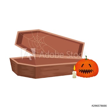 halloween coffin with pumpkin and candle design