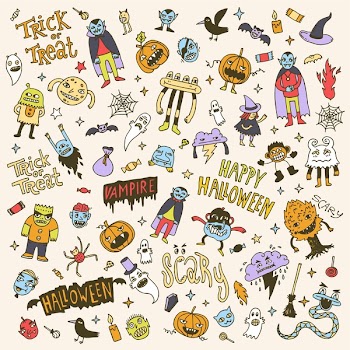 Halloween Colorful Creatures Doodle Mega Set