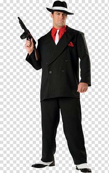 Halloween costume Gangster Suit Pin stripes, suit transparent background PNG clipart