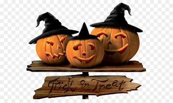 Halloween costume Trick-or-treating Party Clip art - Trick or Treat Sign with Pumpkins PNG Picture 