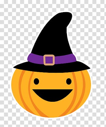 Halloween Cute s, yellow pumpkin witch illustration transparent background PNG clipart