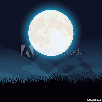 halloween dark night scene with full moon