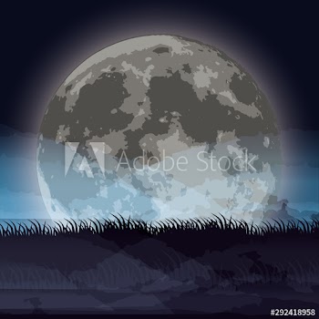 halloween dark night scene with full moon