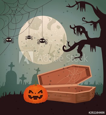 Halloween design over cemetery background