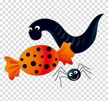 Halloween Drawing , black snake and candy transparent background PNG clipart