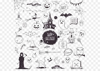 Halloween Drawing Illustration - Creative hand-painted Halloween 