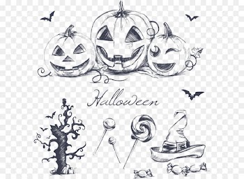 Halloween Drawing Pumpkin Wallpaper - Vector painted Halloween items 