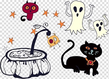 Halloween Euclidean Illustration, Halloween design elements transparent background PNG clipart