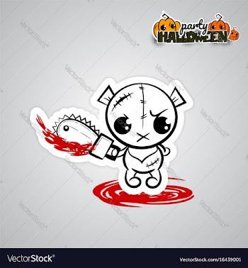 					Halloween evil bearvoodoo doll pop art comic vector image														