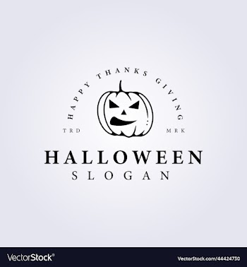 halloween face pumpkin line logo