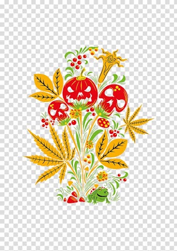 Halloween Floral design Party Flower, Halloween elements transparent background PNG clipart