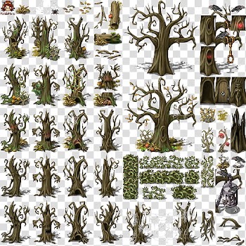 Halloween forest, illustration of tree trunk collage transparent background PNG clipart