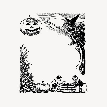 Halloween frame clipart, black and | Free Vector Illustration - rawpixel