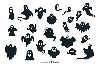 Halloween ghost silhouette collection Free Vector
