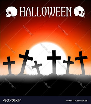  					Halloween graveyard with crosses vector image														