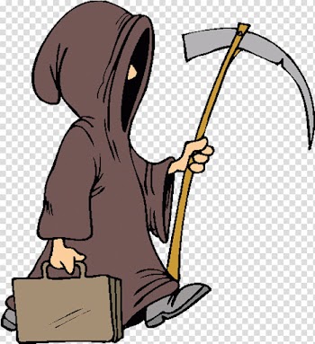 Halloween, grim reaper holding scythe and suitcase illustration transparent background PNG clipart