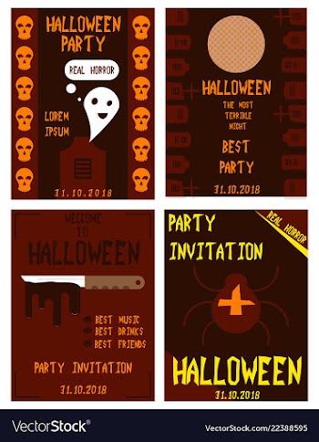 Halloween hand drawn invitation or greeting cards vector image