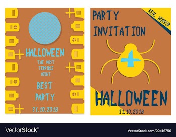 Halloween hand drawn invitation or greeting cards vector image