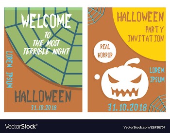 Halloween hand drawn invitation or greeting cards vector image