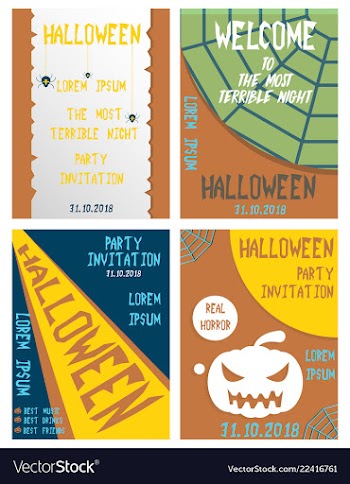Halloween hand drawn invitation or greeting cards vector image