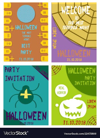 Halloween hand drawn invitation or greeting cards vector image