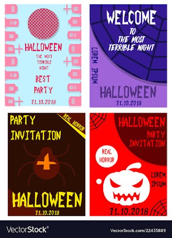 Halloween hand drawn invitation or greeting cards vector image