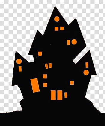 HALLOWEEN HANNAK, black and orange castle illustration transparent background PNG clipart