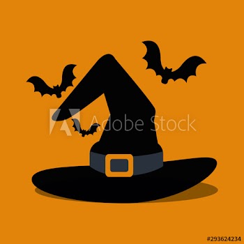 halloween hat of witch and bats flying design
