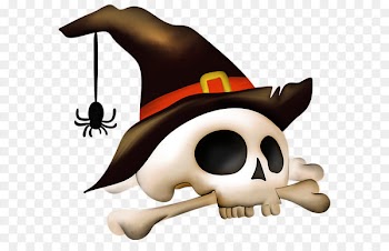 Halloween Icon Scalable Vector Graphics Clip art - Halloween Skull with Bone and Witch Hat Clipart 