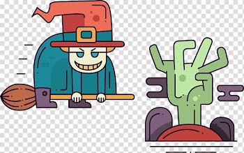 Halloween Illustration, cartoon witch ghosts material transparent background PNG clipart