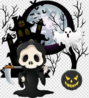 Halloween illustration, Halloween Cartoon Skeleton Ghost, Halloween cartoon skull transparent background PNG clipart