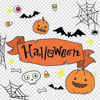 Halloween Illustration, Hand painted Halloween title box transparent background PNG clipart