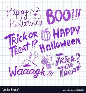 Halloween ink hand drawn lettering collection vector image