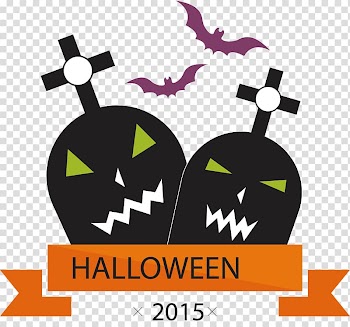 Halloween Jack-o'-lantern , Bats and tombstones transparent background PNG clipart