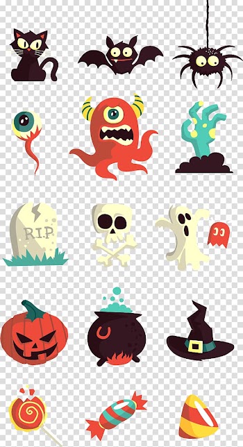 Halloween Jack-o'-lantern Euclidean , Halloween flat material transparent background PNG clipart