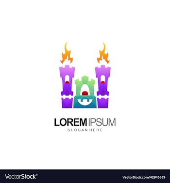 halloween logo cute ghost castle template