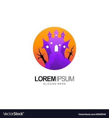 halloween logo house of ghost design and template