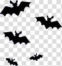 Halloween Mega, five black bats illustration transparent background PNG clipart