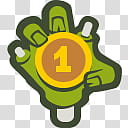 Halloween Mega, green hand holding coin illustration transparent background PNG clipart