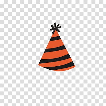 Halloween Mega, red and black striped party hat illustration transparent background PNG clipart