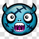 Halloween Mega, round blue and white character head illustration transparent background PNG clipart