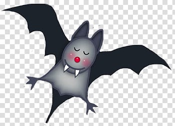 Halloween Mega, smiling black bat illustration transparent background PNG clipart