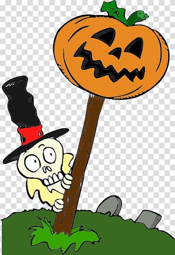 Halloween MichellEditions, skull and jack-o-lantern illustration transparent background PNG clipart