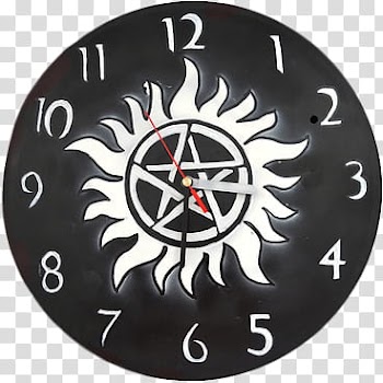 HALLOWEEN O, black and white analog wall clock transparent background PNG clipart