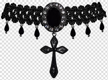 HALLOWEEN O, black cross pendant necklace transparent background PNG clipart