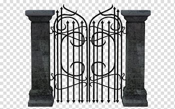 HALLOWEEN O, black steel house gate transparent background PNG clipart