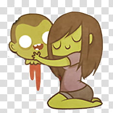 HALLOWEEN O, girl holding boy head transparent background PNG clipart