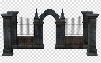 HALLOWEEN O, gray concrete fence transparent background PNG clipart